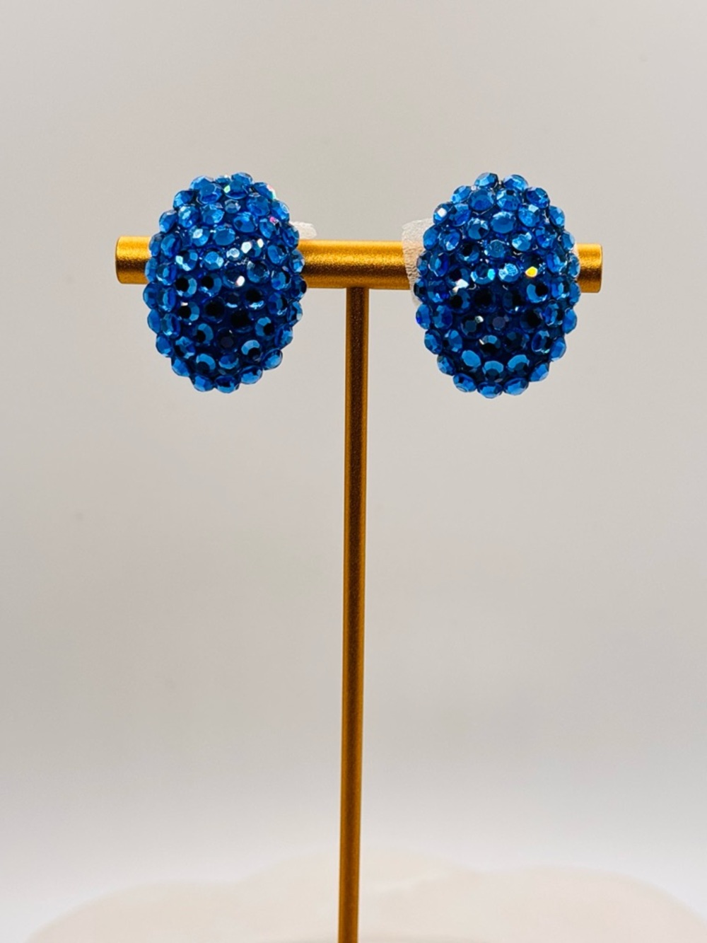 Vintage Richard Kerr Blue Rhinestone Clip On Statement Earrings